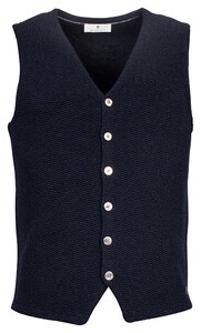 Thomas Maine Buttons Front Structure Knit Back Milano Knit Gilet Navy