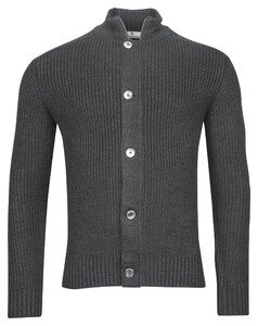 Thomas Maine Cardigan Buttons Structure Chunky Knit Vest Antraciet