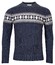 Thomas Maine Crew Neck Single & Intarsia Knit Pullover Indigo
