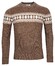 Thomas Maine Crew Neck Single & Intarsia Knit Pullover Mid Brown