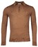 Thomas Maine Fine Merino Pullover Polo Long Sleeve Single Knit Pullover Honey Brown