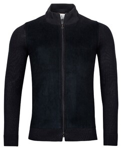 Thomas Maine Luxury Bomber Suède and Knitted Fabric Mix Vest Navy