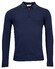 Thomas Maine Pullover Half Zip Polo Collar Single Knit Merino Blend Pullover Mid Blue