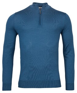 Thomas Maine Pullover Shirt Style Zip Single Knit Trui Blauw