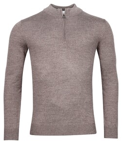 Thomas Maine Pullover Shirt Style Zip Single Knit Trui Taupe Melange