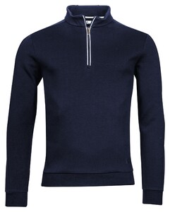 Thomas Maine Sweatshirt Zip Doubleface Interlock Trui Navy