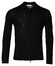 Thomas Maine Uni Stripe Knit Cardigan Polo Zip Collar Merino Wool Cardigan Black