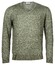 Thomas Maine V-Neck Merino Linen Single Knitted Pullover Olive Green